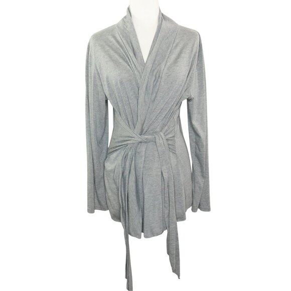 AceVog Wrap Top Cardigan Kimono Long Sleeve Heather Gray - Picture 1 of 9